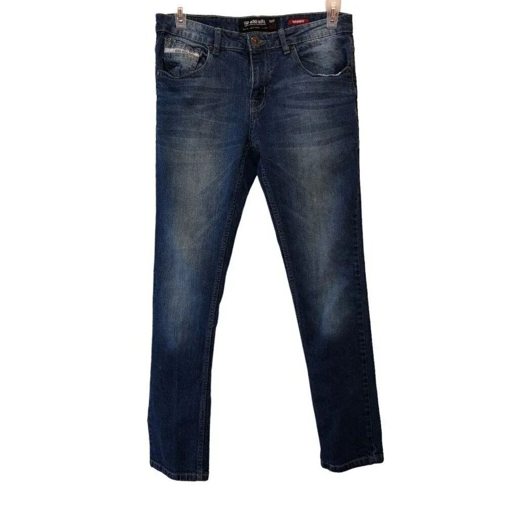 Ecko Unltd Mens Size 32 x 29.5 Medium Wash Faded Pockets Skinny Denim Jeans